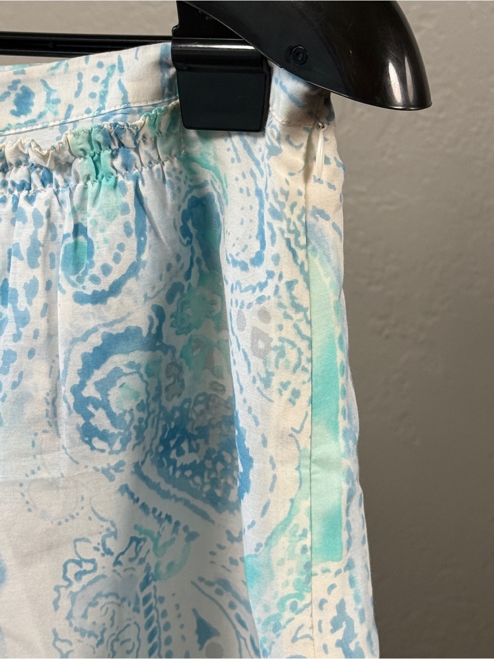 Pendleton Blue Aqua Paisley Cotton Silk A-Line Skirt Lined Front Pockets Size 8 - Picture 3 of 7